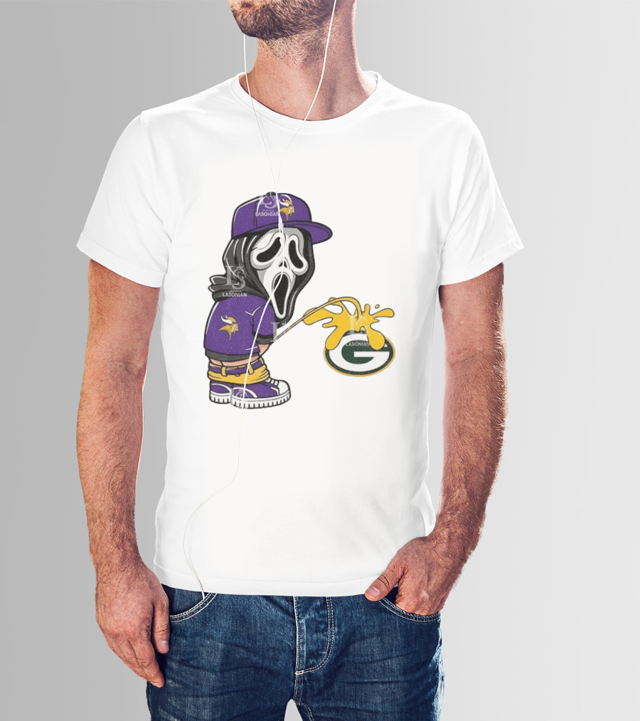Minnesota Vikings Ghostface Piss On Green Bay Packers T-Shirt