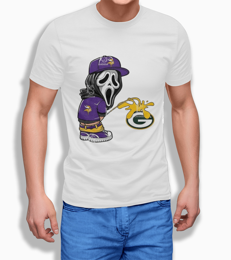 Minnesota Vikings Ghostface Piss On Green Bay Packers T-Shirt