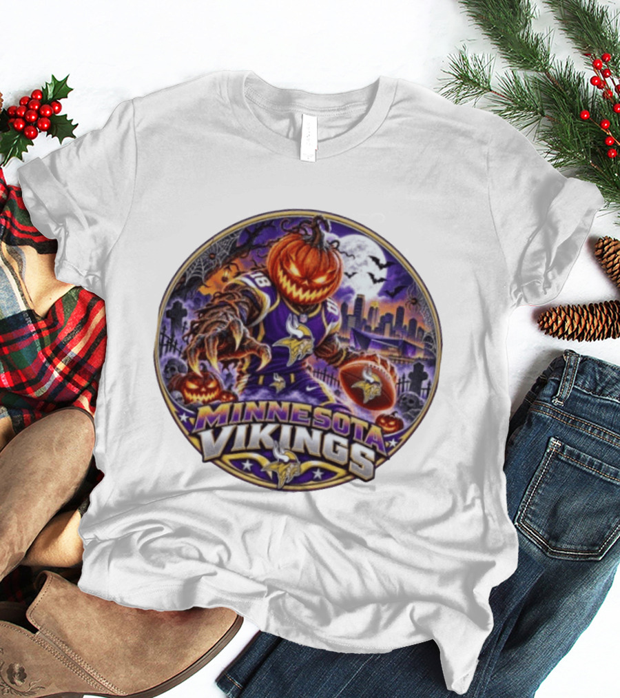 Minnesota Vikings Halloween Jack O' Lantern Football Spooky Night T-Shirt