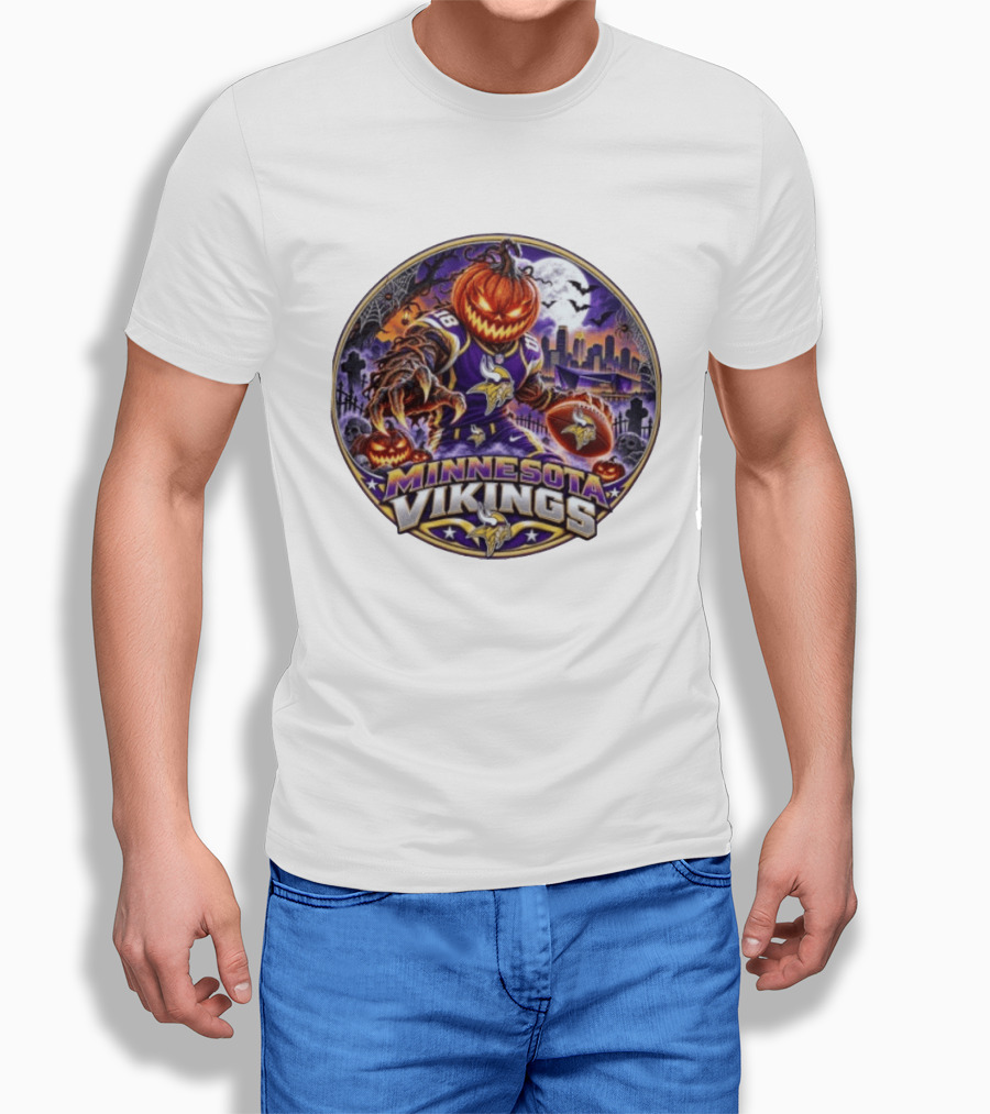Minnesota Vikings Halloween Jack O' Lantern Football Spooky Night T-Shirt