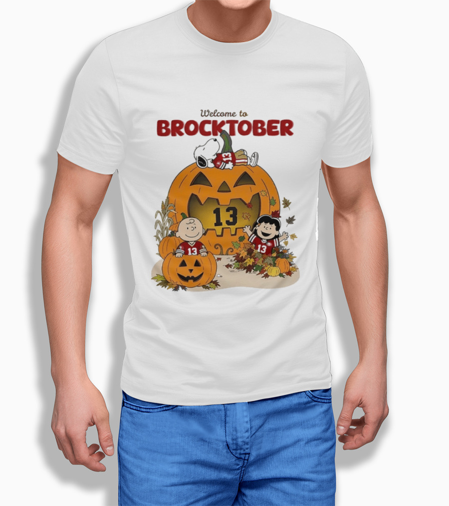 Brock Purdy San Francisco 49ers Welcome To Brocktober Peanuts Halloween Pumpkin Snoopy Charlie Brown T-Shirt
