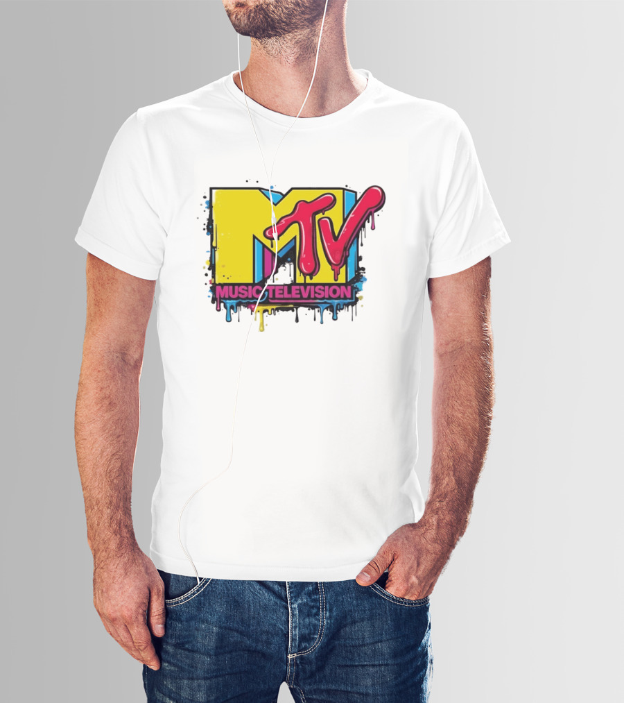 MTV Music Television 90s Nostalgia Bold Neon Drip T-Shirt