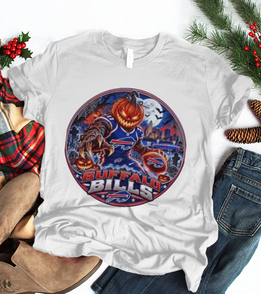 Buffalo Bills Halloween Jack O' Lantern Spooky Night Football T-Shirt