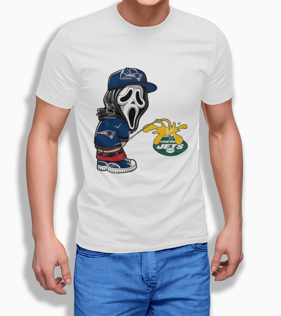 New England Patriots Ghostface Urinating On New York Jets T-Shirt