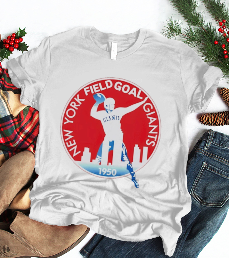 New York Field Goal Giants 1950 Football Red Skyline T-Shirt