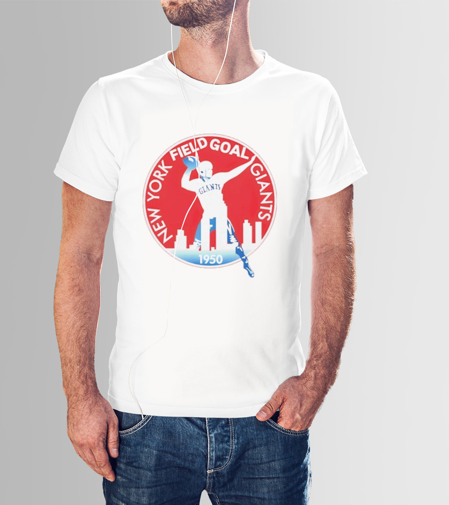 New York Field Goal Giants 1950 Football Red Skyline T-Shirt