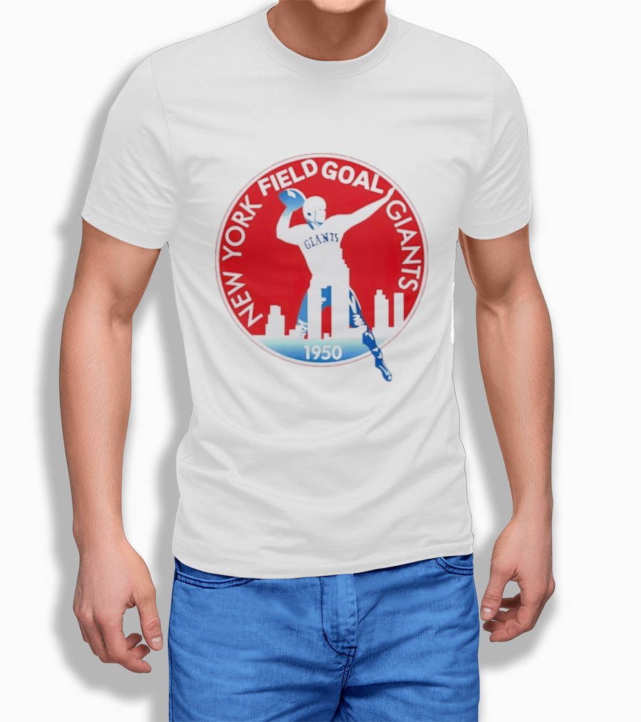 New York Field Goal Giants 1950 Football Red Skyline T-Shirt