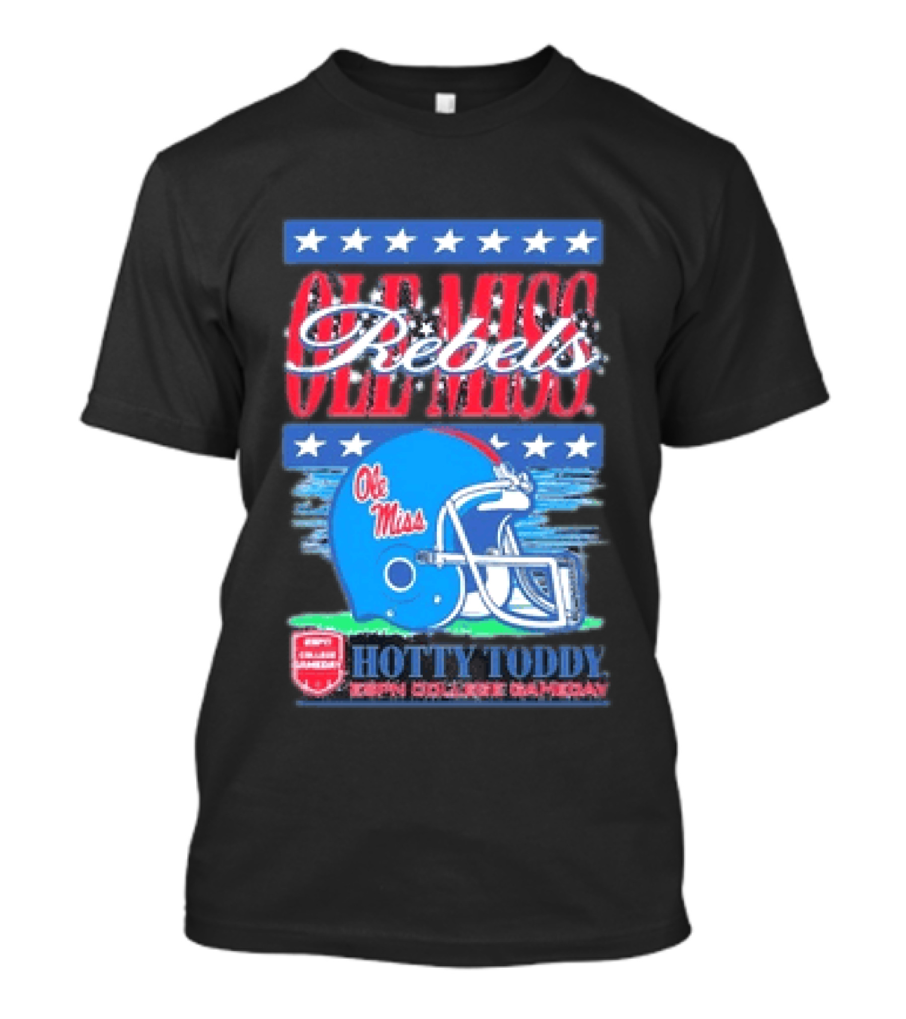 Ole Miss Rebels Hotty Toddy ESPN College Gameday Football Helmet Stars T-Shirt