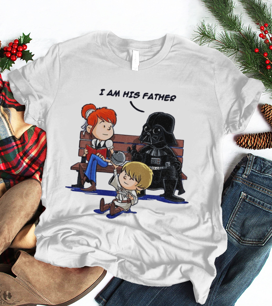 Darth Vader And Luke Skywalker I Am His Father Comic Style Bench Scene T-Shirt