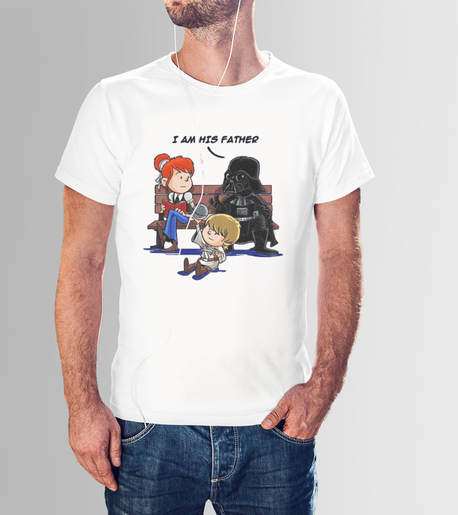 Darth Vader And Luke Skywalker I Am His Father Comic Style Bench Scene T-Shirt