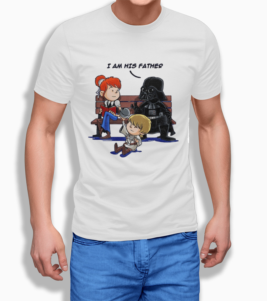 Darth Vader And Luke Skywalker I Am His Father Comic Style Bench Scene T-Shirt