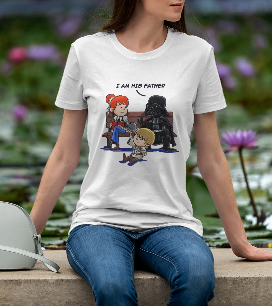 Darth Vader And Luke Skywalker I Am His Father Comic Style Bench Scene T-Shirt
