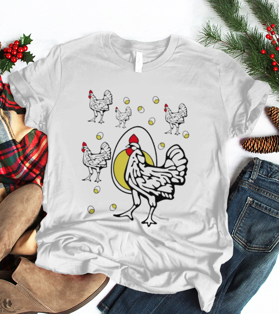 Farm Chicken And Egg Poultry Hen With Rooster And Eggs T-Shirt