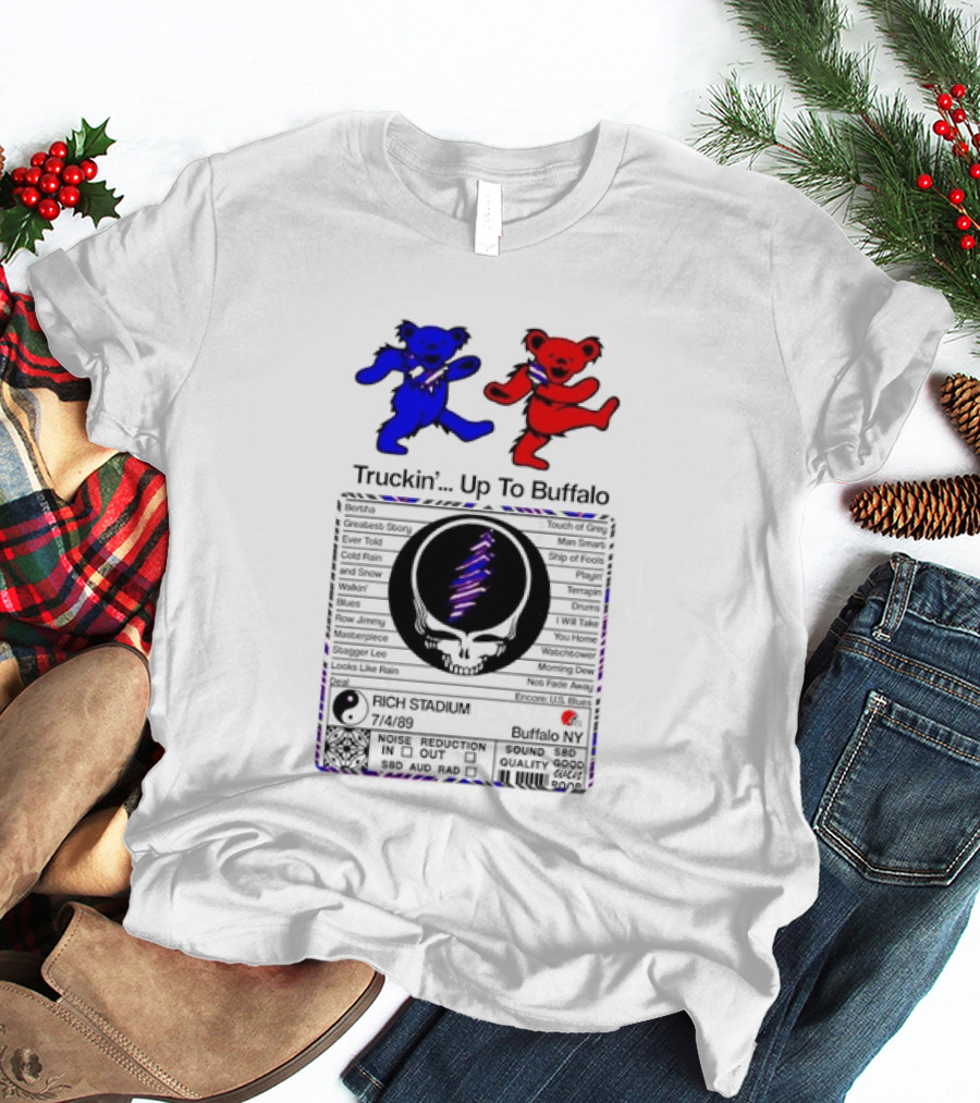 Grateful Dead Dancing Bears Truckin Up To Buffalo Nutrition Label T-Shirt