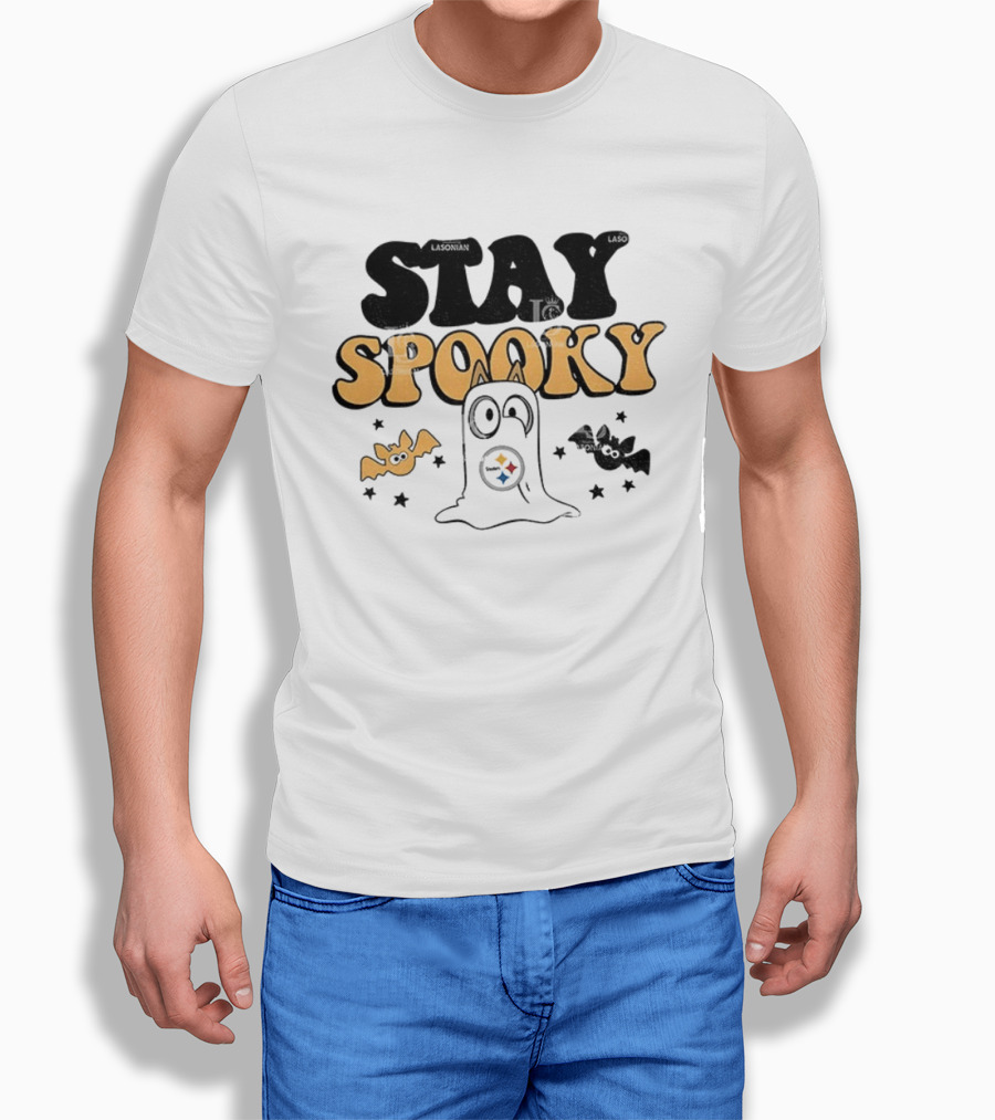 Pittsburgh Steelers Bluey Halloween Stay Spooky Ghost And Bats T-Shirt