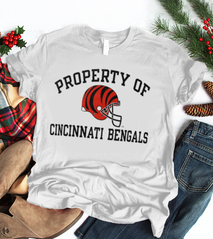 Cincinnati Bengals Helmet Property Of NFL Sports Fan Gear T-Shirt