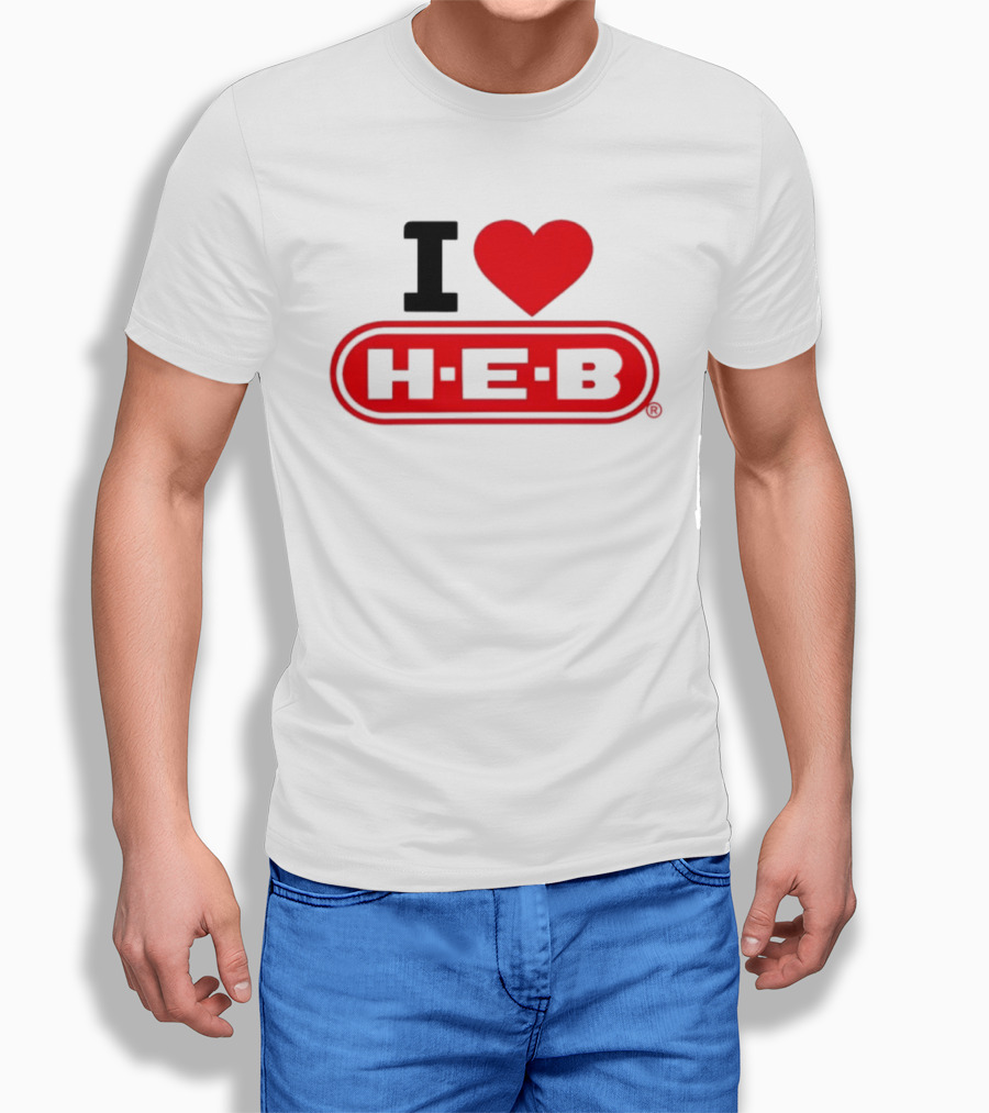 I Love H E B Texas Grocery Store Red Heart T-Shirt
