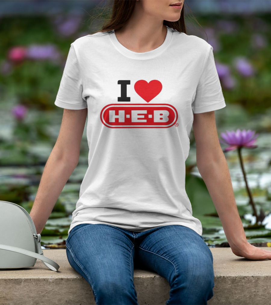 I Love H E B Texas Grocery Store Red Heart T-Shirt