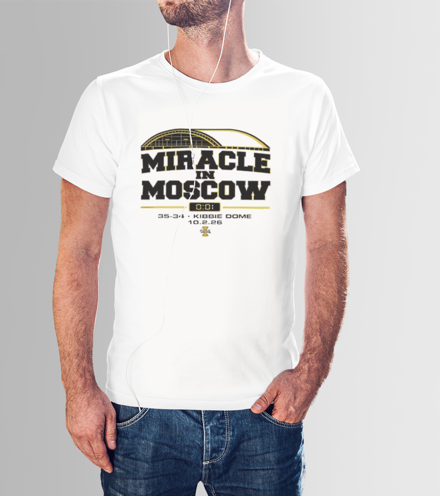 Idaho Vandals Miracle In Moscow 35 34 Kibbie Dome October 2 2026 T-Shirt