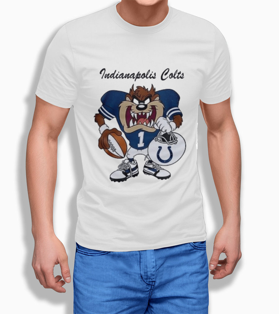 Indianapolis Colts Looney Tunes Taz Football Character Collaboration T-Shirt