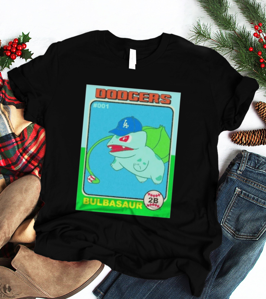 Bulbasaur Dodgers LA Cap Baseball Card No 001 T-Shirt