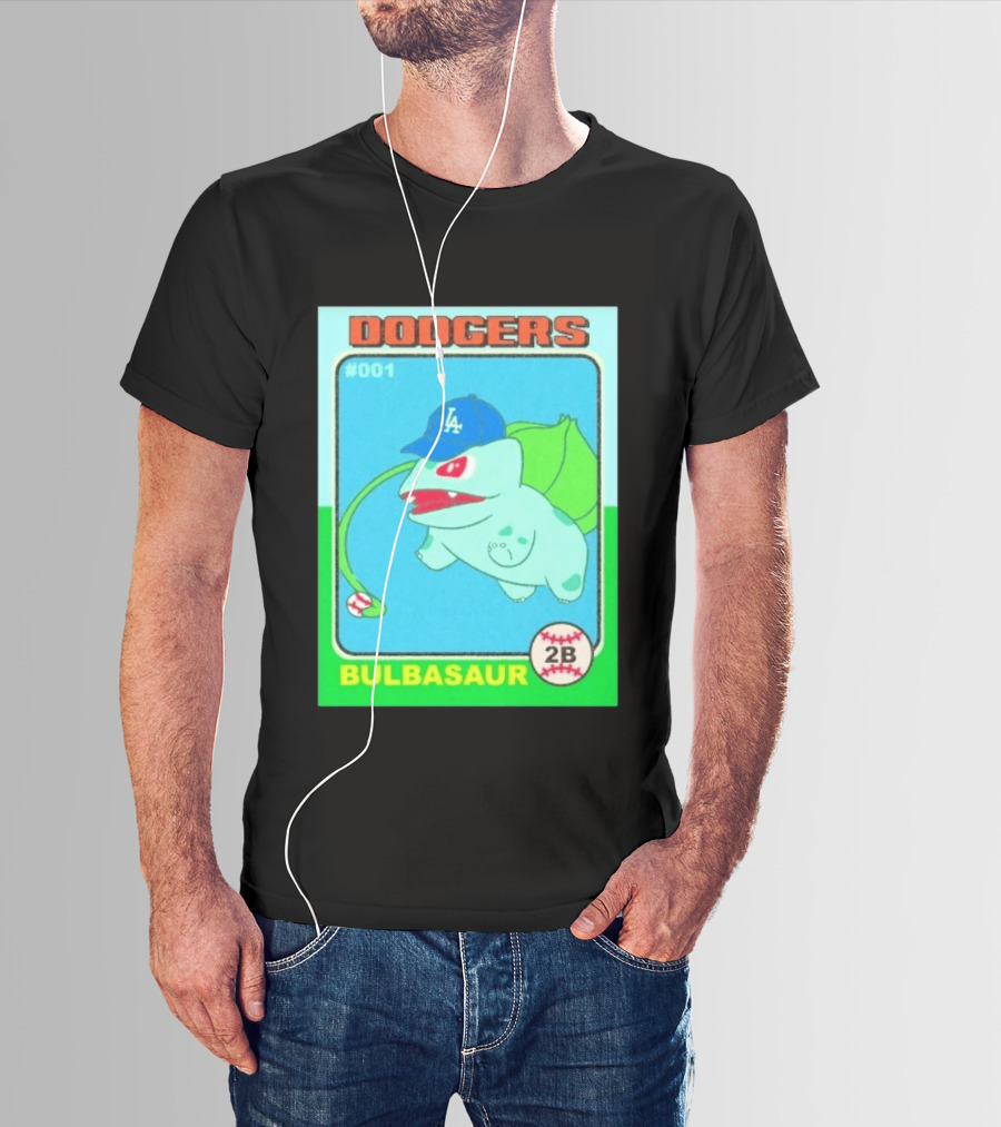 Bulbasaur Dodgers LA Cap Baseball Card No 001 T-Shirt