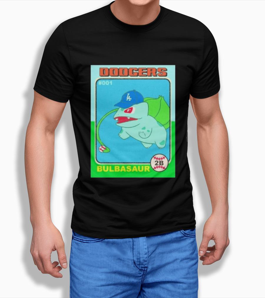 Bulbasaur Dodgers LA Cap Baseball Card No 001 T-Shirt