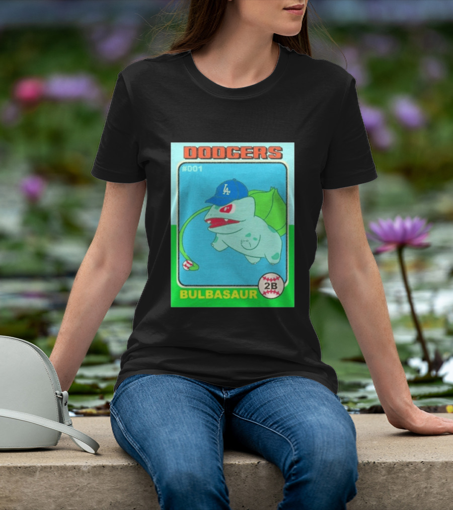 Bulbasaur Dodgers LA Cap Baseball Card No 001 T-Shirt