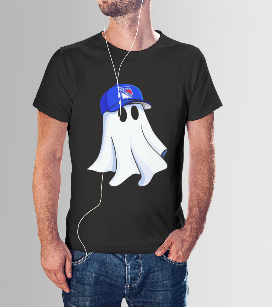 New York Rangers Ghost With Blue Cap Halloween T-Shirt