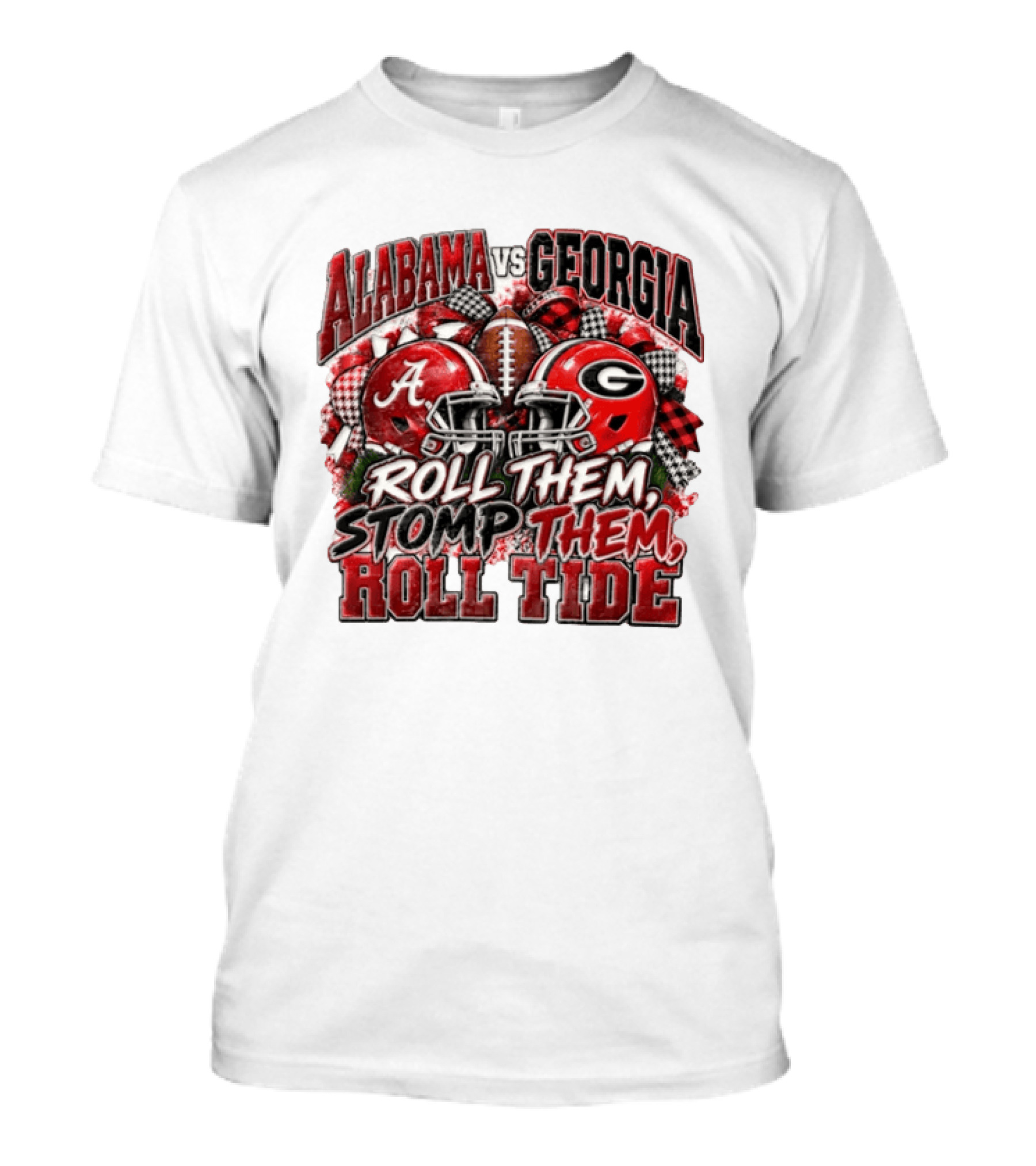 Alabama Vs Georgia Roll Them Stomp Them Roll Tide Football Helmets Battle T-Shirt