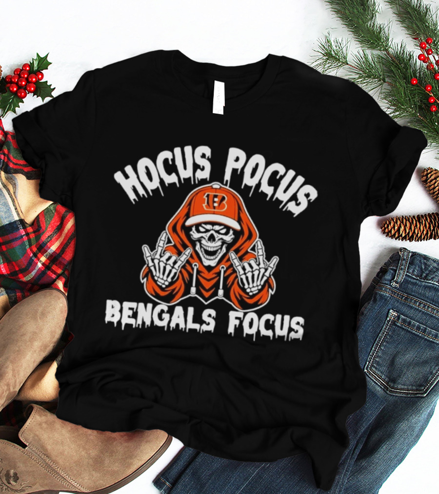 Hocus Pocus Cincinnati Bengals Focus Football Skeleton T-Shirt