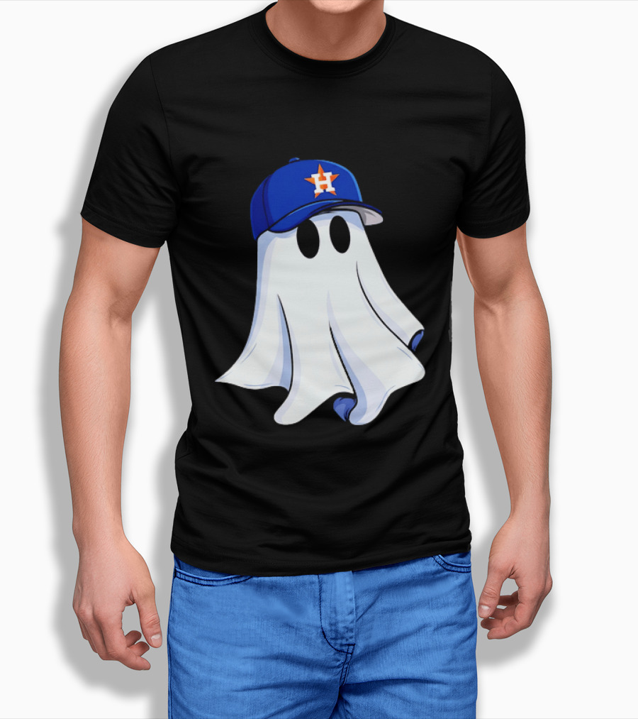 Houston Astros Halloween Ghost Wearing Baseball Cap T-Shirt