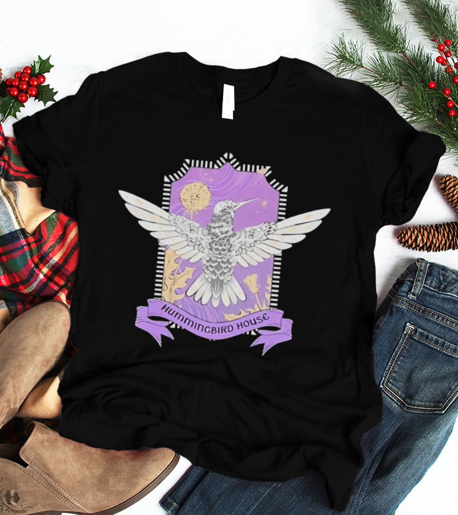 Hummingbird House Nature Botanical Dandelion Crest Purple T-Shirt