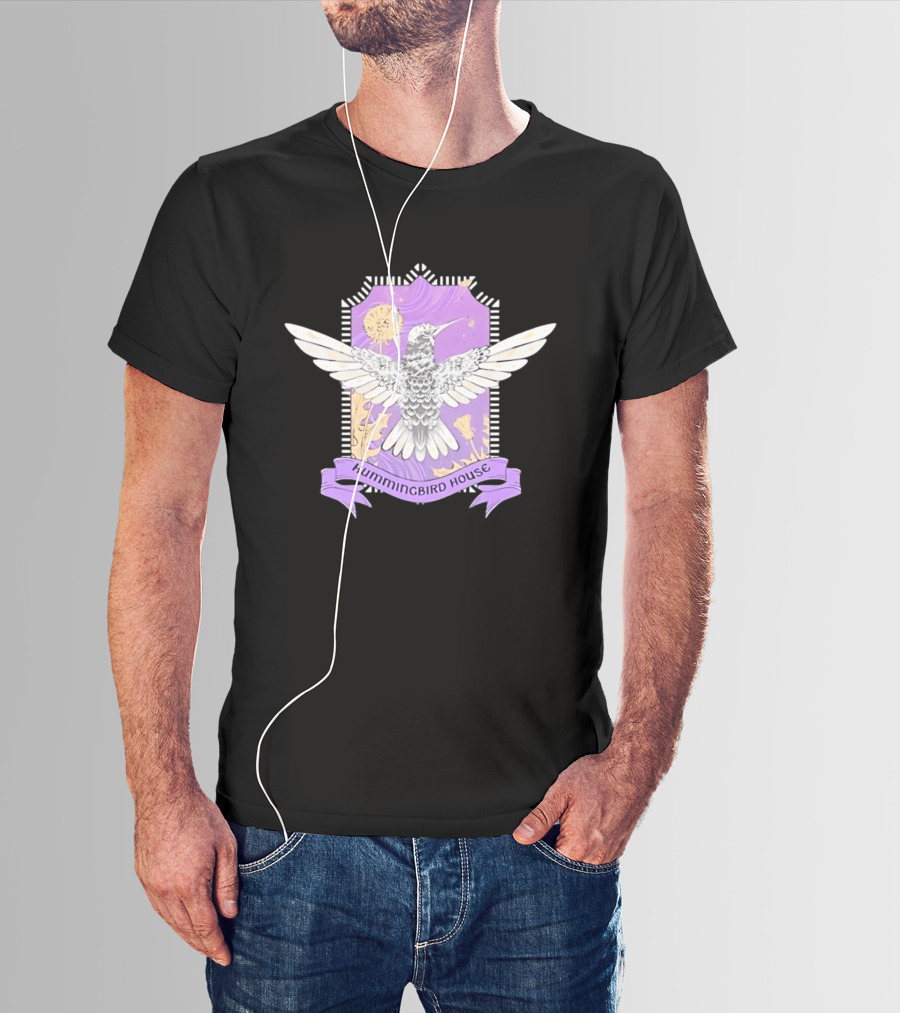 Hummingbird House Nature Botanical Dandelion Crest Purple T-Shirt