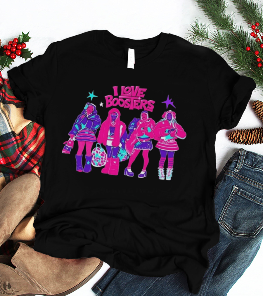 I Love Boosters Y2K Aesthetic Fashion Streetwear Style Colorful Retro Outfits T-Shirt