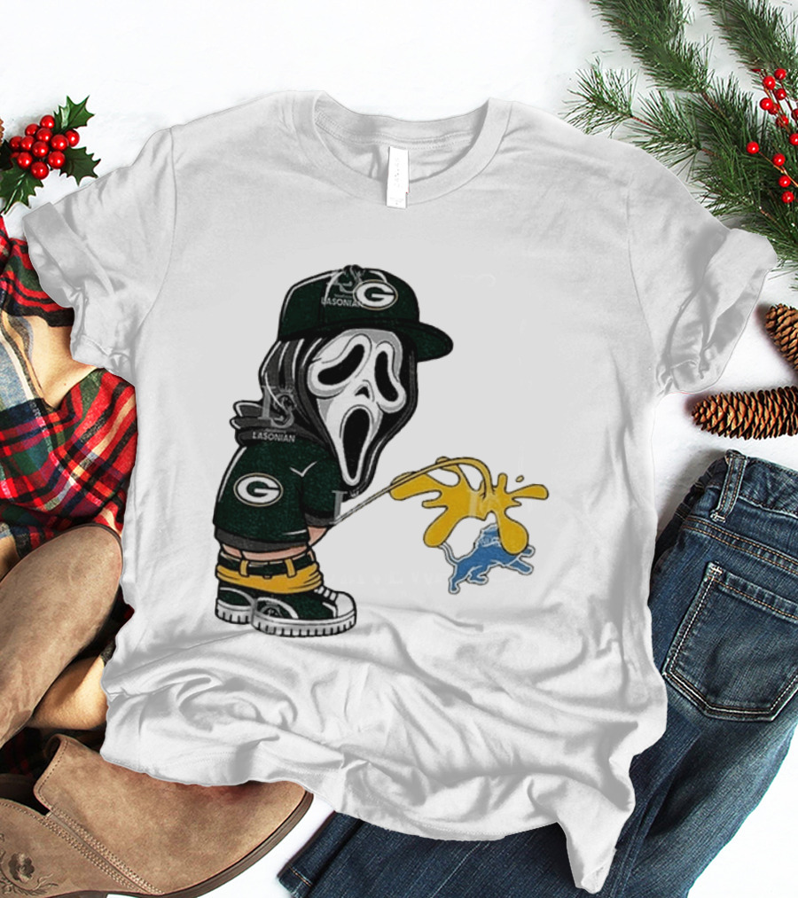 Green Bay Packers Ghostface Pissing On Detroit Lions NFL Rivalry T-Shirt