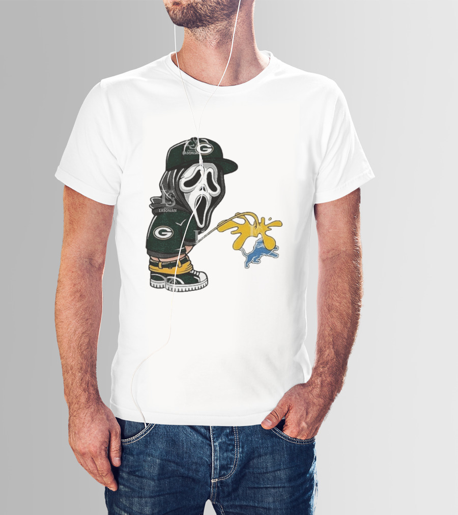 Green Bay Packers Ghostface Pissing On Detroit Lions NFL Rivalry T-Shirt