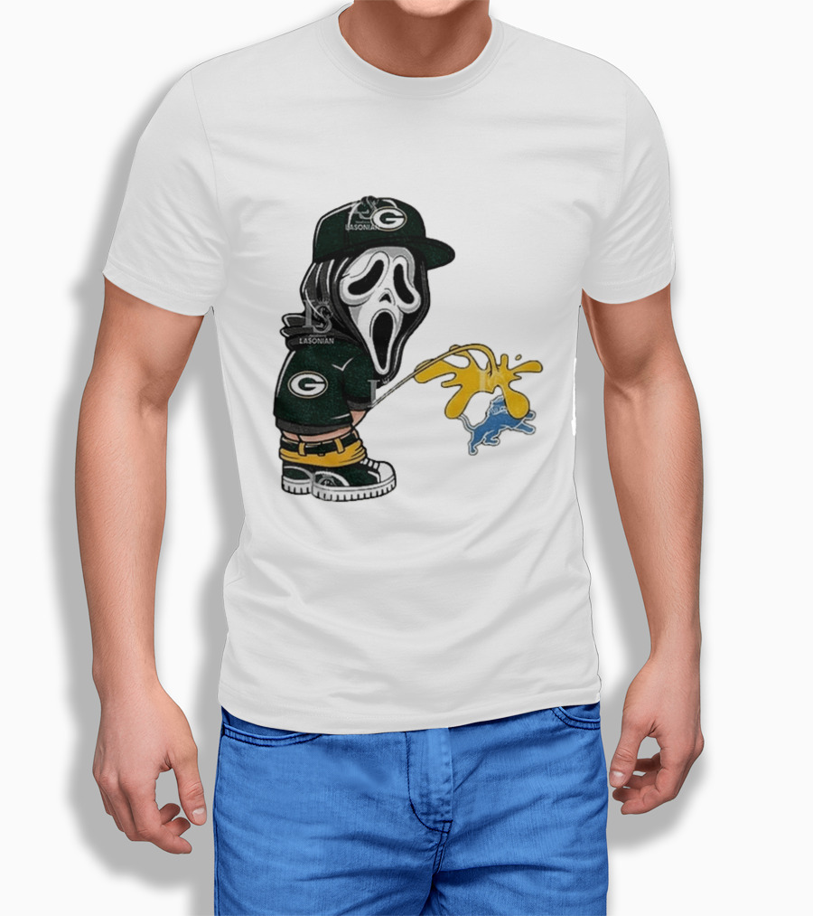 Green Bay Packers Ghostface Pissing On Detroit Lions NFL Rivalry T-Shirt