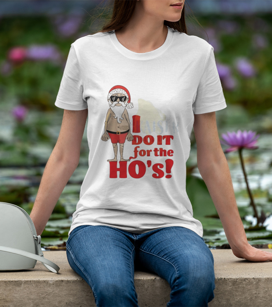 Santa Claus I Do It For The Ho's Funny Christmas Topless Sunglasses T-Shirt