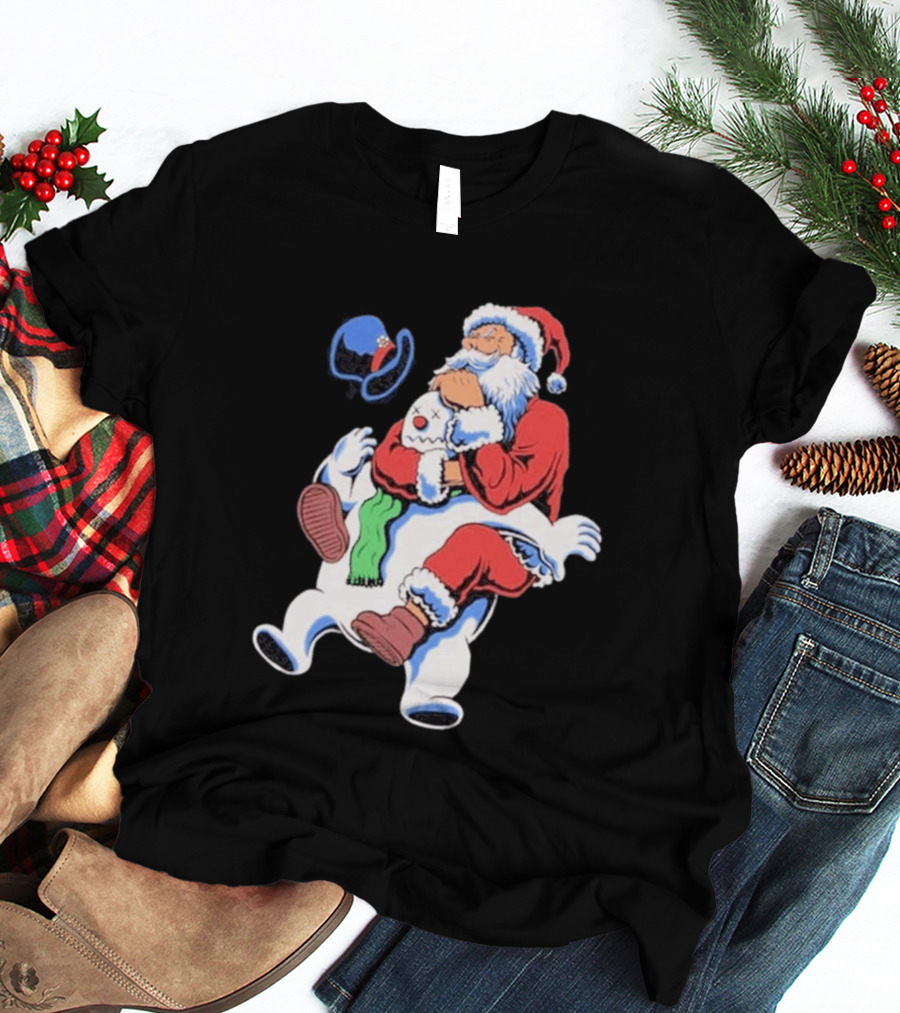 Jiu Jitsu Santa Rear Naked Choke Snowman Christmas T-Shirt