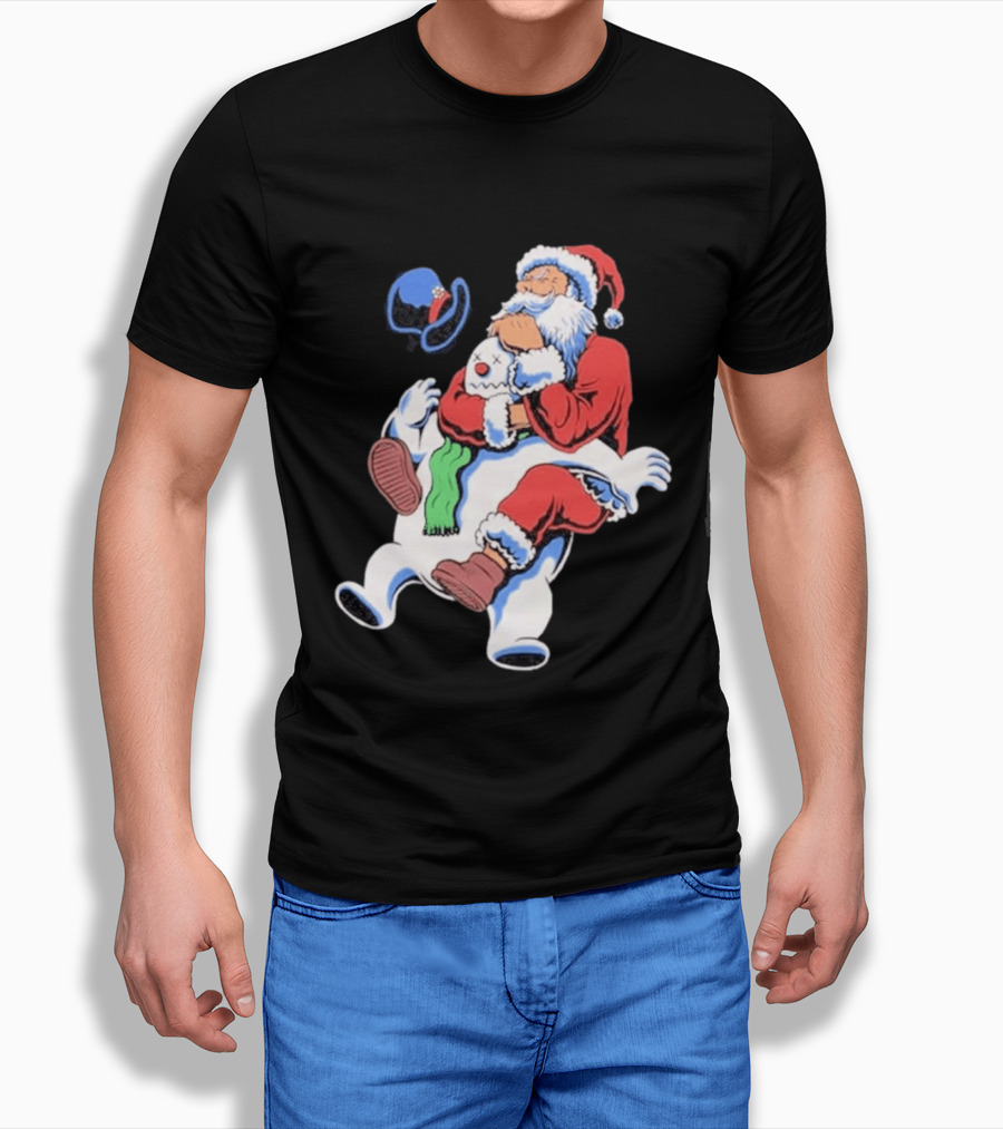 Jiu Jitsu Santa Rear Naked Choke Snowman Christmas T-Shirt