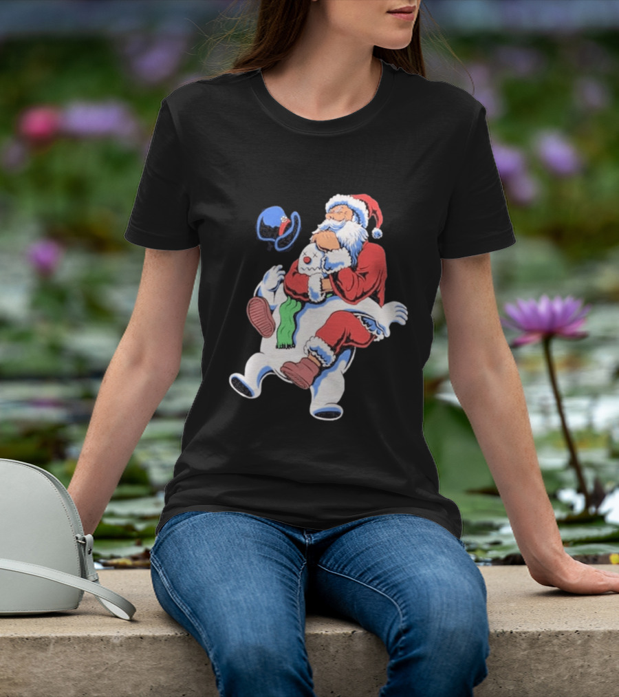 Jiu Jitsu Santa Rear Naked Choke Snowman Christmas T-Shirt