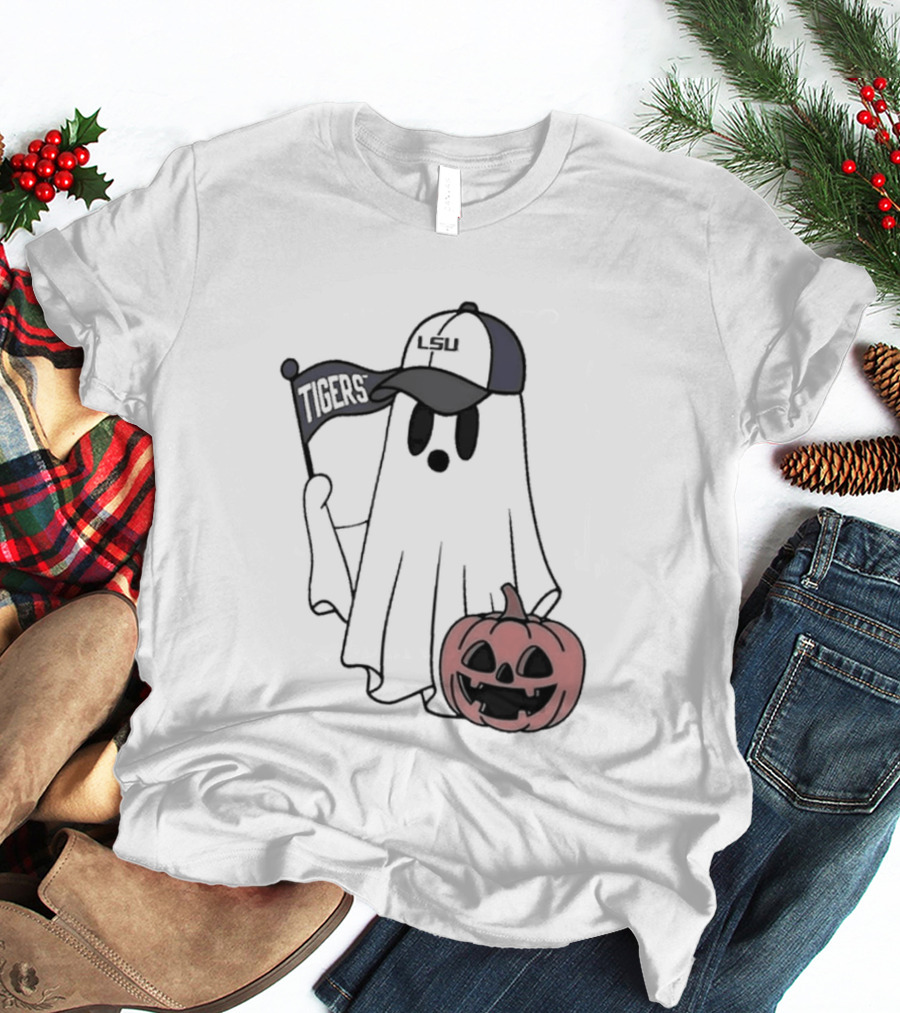 Lsu Tigers NCAA Football Halloween Ghost Pumpkin Fan Gear T-Shirt