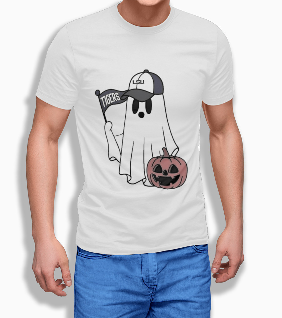 Lsu Tigers NCAA Football Halloween Ghost Pumpkin Fan Gear T-Shirt