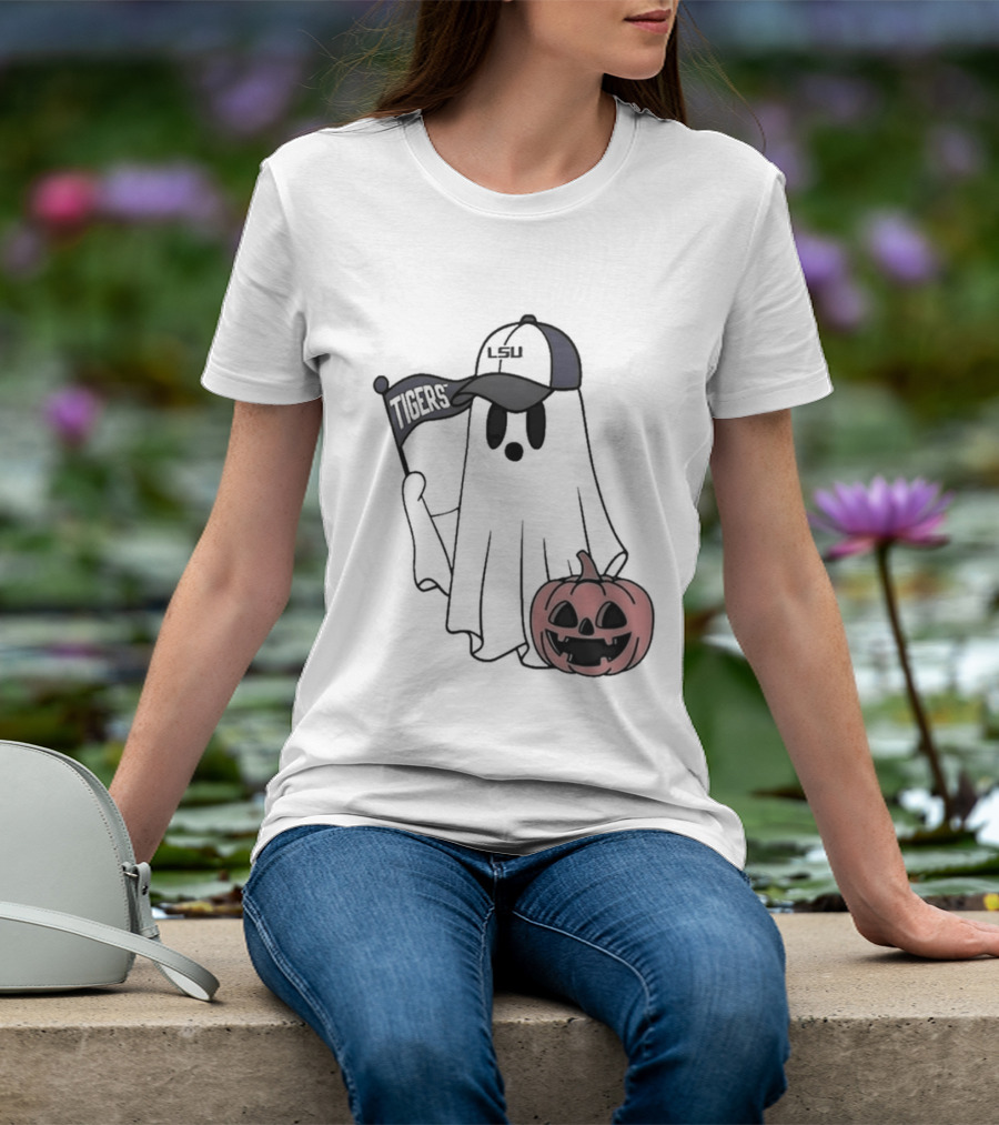 Lsu Tigers NCAA Football Halloween Ghost Pumpkin Fan Gear T-Shirt