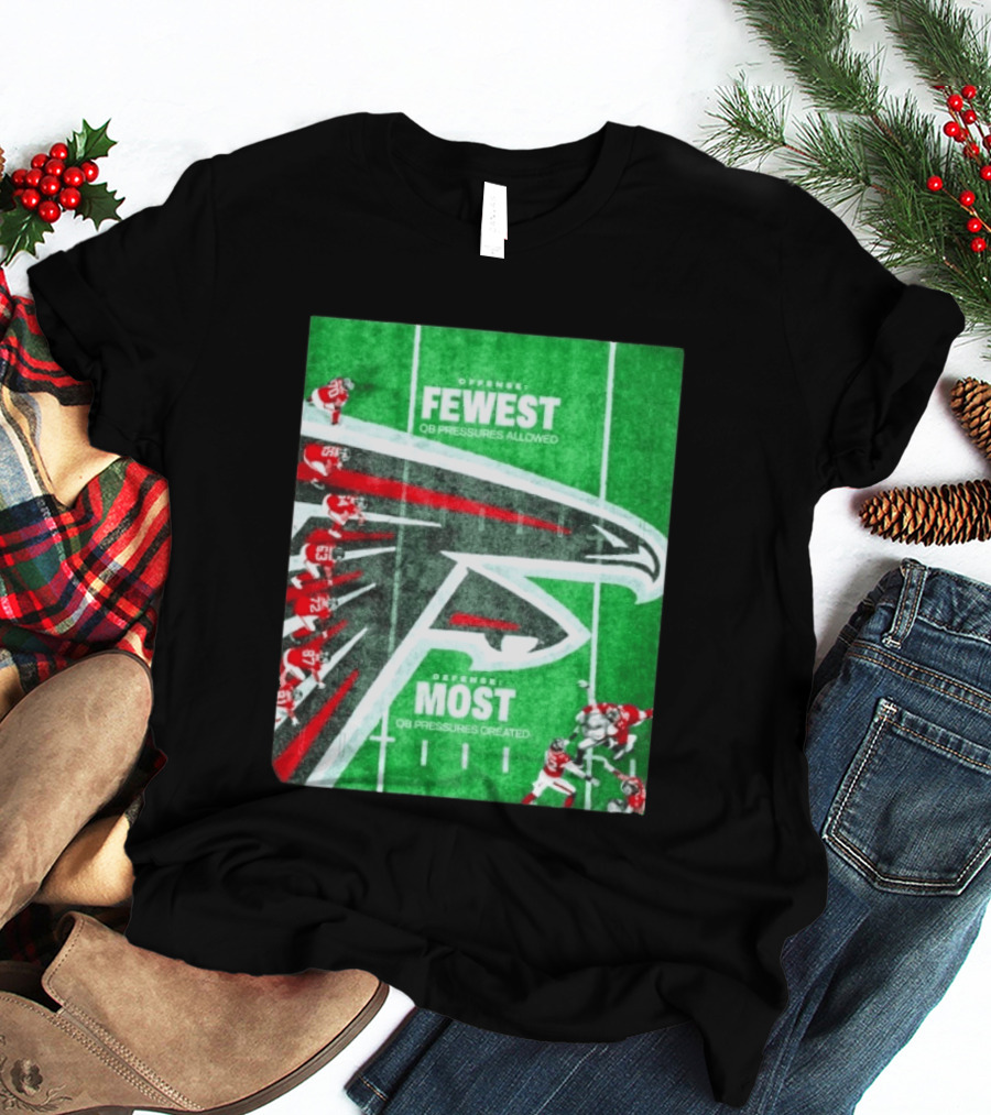 Atlanta Falcons Offense Fewest QB Pressures Allowed Defense Most Pressures Created T-Shirt