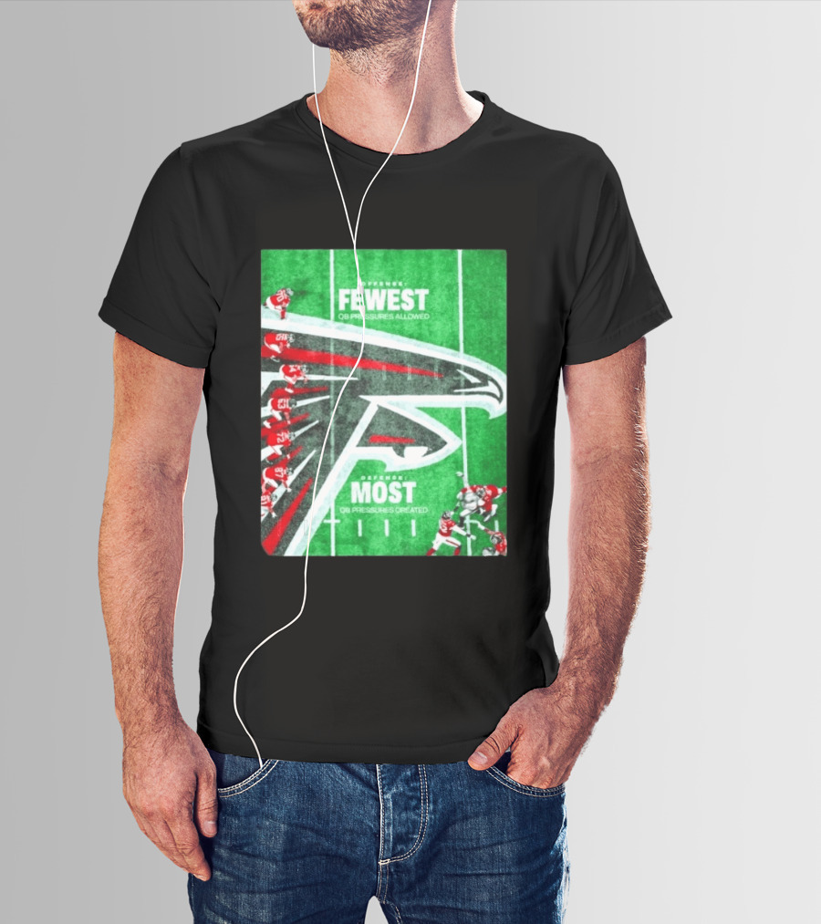 Atlanta Falcons Offense Fewest QB Pressures Allowed Defense Most Pressures Created T-Shirt