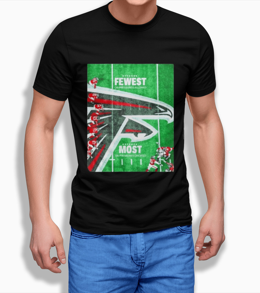 Atlanta Falcons Offense Fewest QB Pressures Allowed Defense Most Pressures Created T-Shirt
