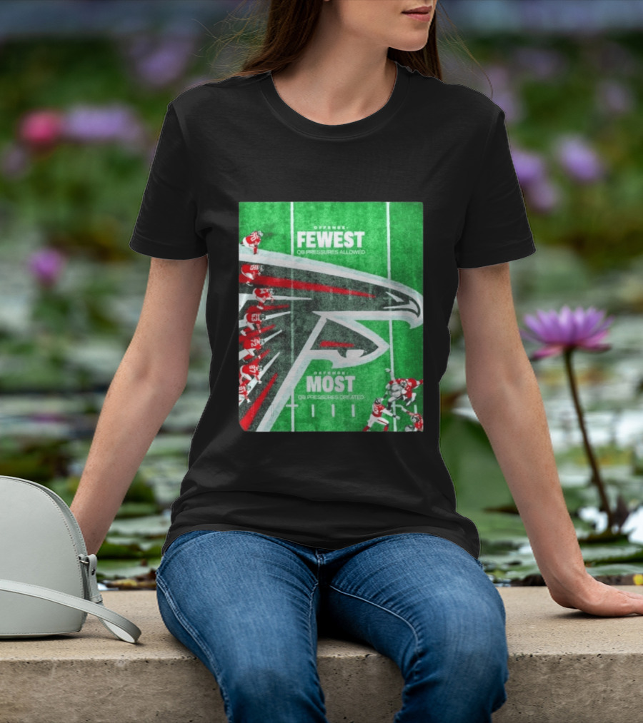 Atlanta Falcons Offense Fewest QB Pressures Allowed Defense Most Pressures Created T-Shirt