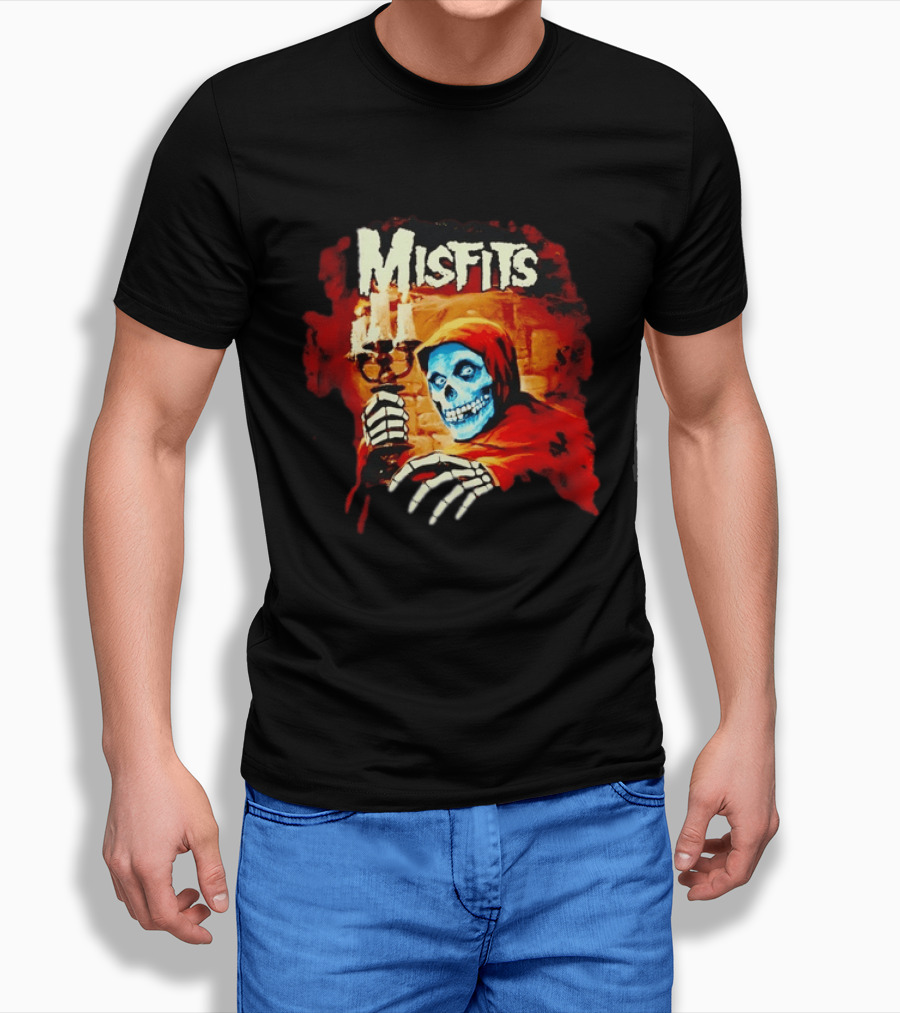 Misfits Crimson Ghost Candle Holder Punk Rock Skeleton T-Shirt